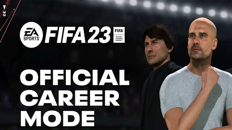 The Official Picture of FIFA 23 Career Mode Featuring Many Great Coaches Like Pepe Guardiola and Antonio Conte.