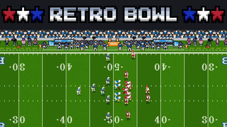 A wallpaper of Retro Bowl, one of the best football manager games for Switch.