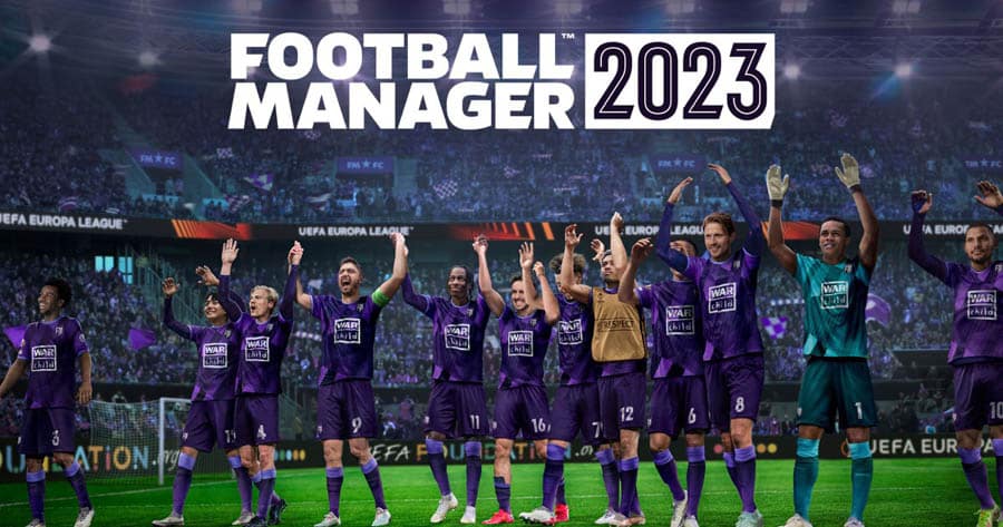 The Official Picture of Football Manager 2023 with its White and Minimalistic Logo Design.