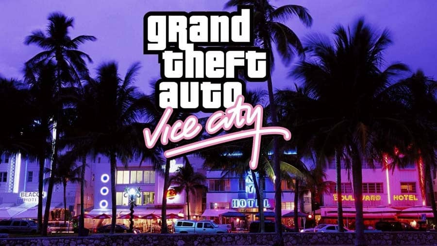 A wallpaper of Grand Theft Auto: Vice City, one of the best Grand Theft Auto games for iOS.