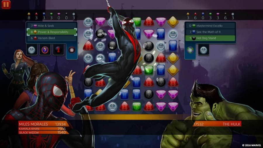 An official picture of Marvel Puzzle Quest, one of the best Iron Man games for Chromebook.