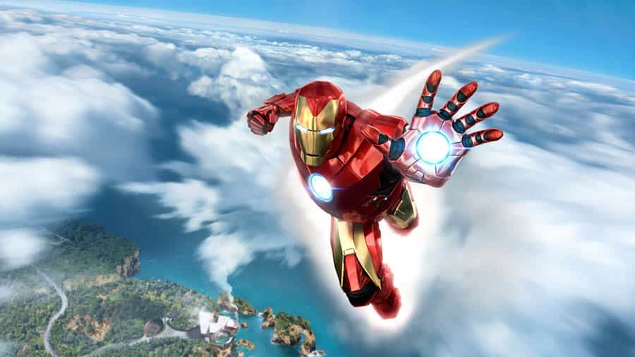 A wallpaper of Iron Man VR, one of the best Marvel games for PS5.