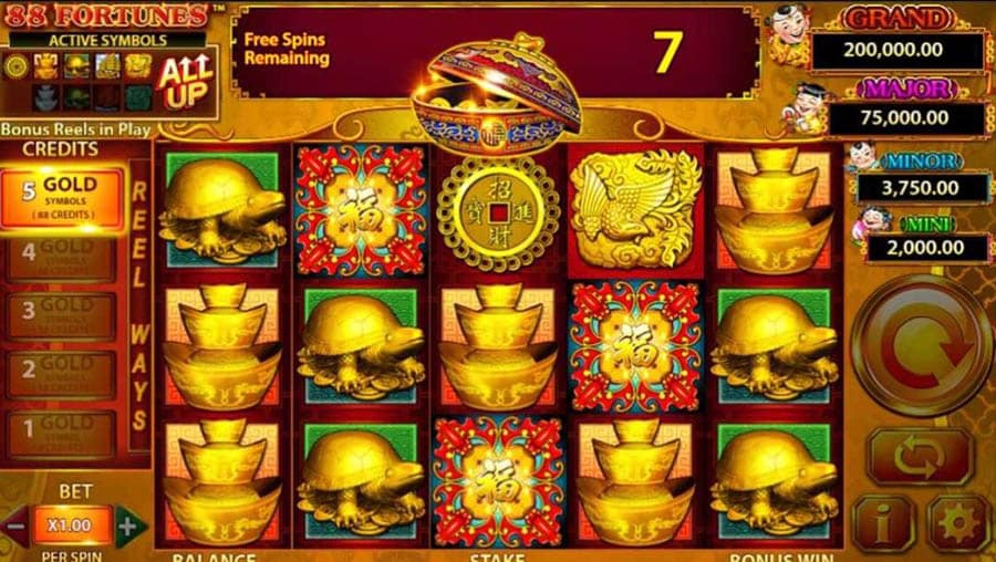 A wallpaper of 88 Fortunes Slots, one of the best slot games for iOS.