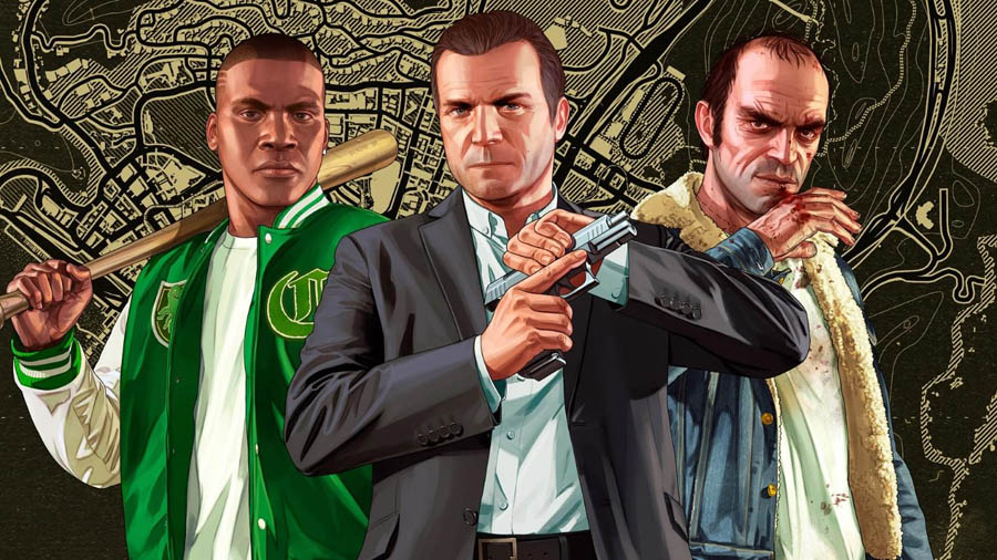 An official wallpaper of Grand Theft Auto V, one of the best slot games for PS5.