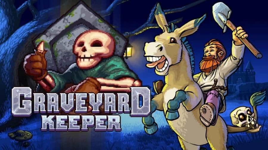 A wallpaper of Graveyard Keeper, one of the best time management games for PS4.