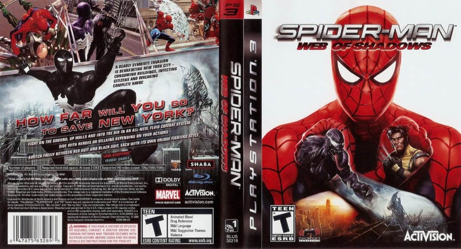 A picture of SpiderMan: Web of Shadows, one of the best Venom games for Xbox.