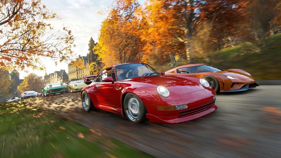 A wallpaper of Forza Horizon 4, one of the best Adventure games for Xbox.