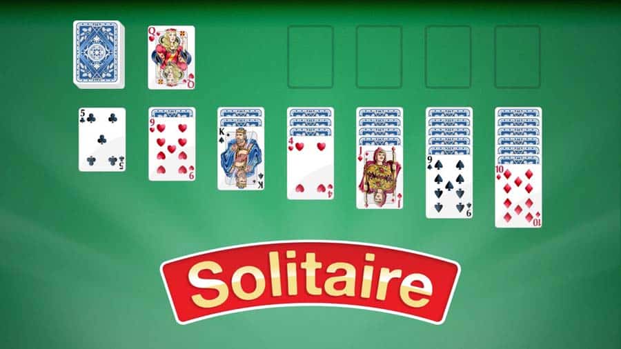 Classic solitaire card layout.