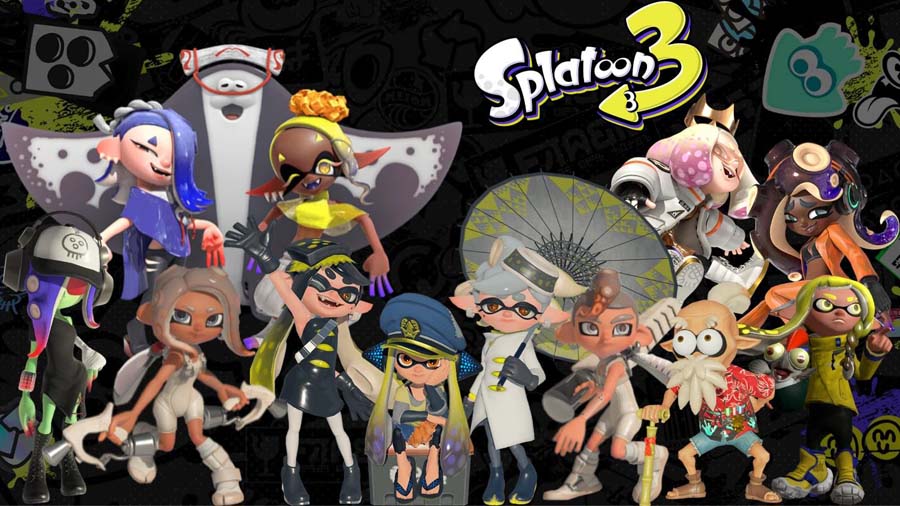 A wallpaper of Splatoon 3, one of the best Multiplayer Shooter games on Switch.