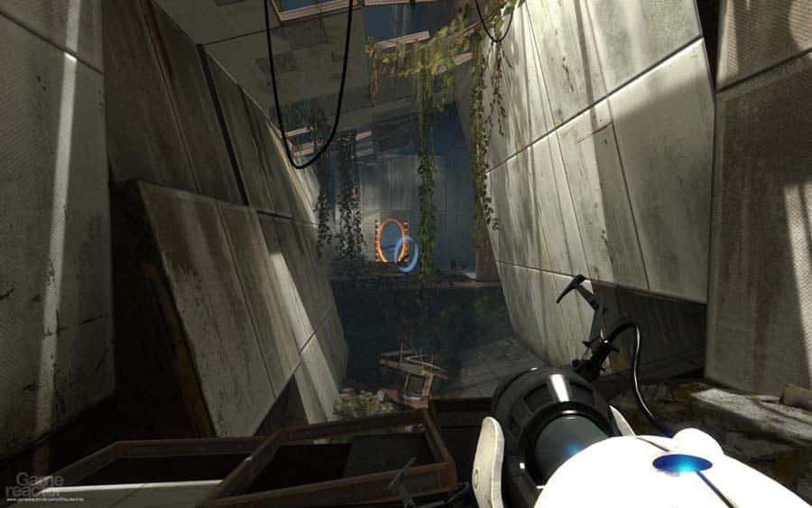 A wallpaper of Portal 2, one of the best Multiplayer Story Mode games for PC.