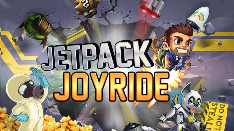 Jetpack-fueled aerial escapade.