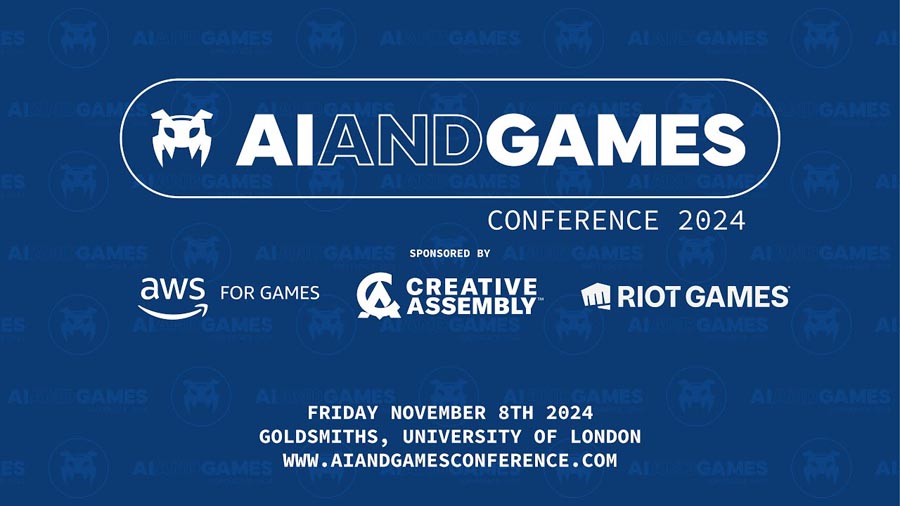 a poster of AI and games conference announcement