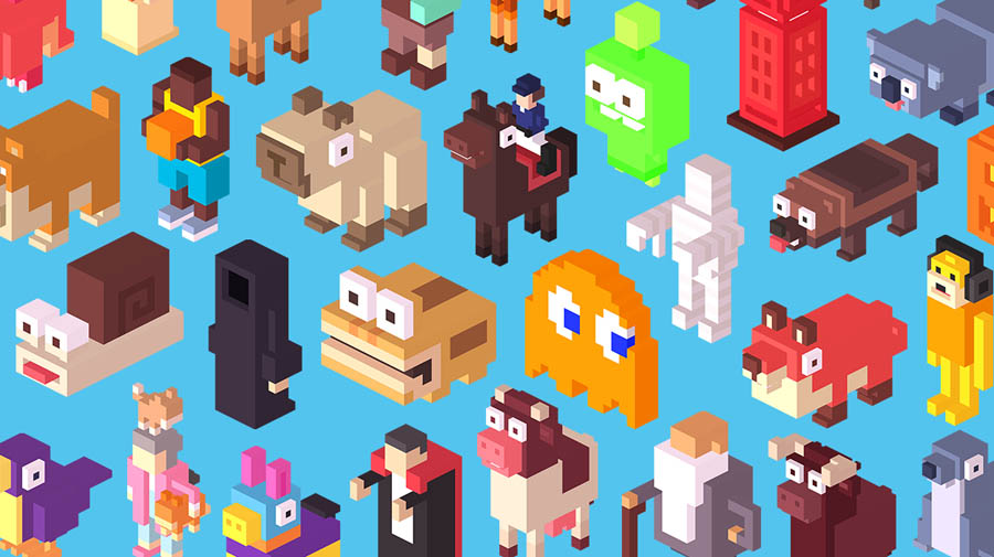 a wallpaper of the game Crossy Road