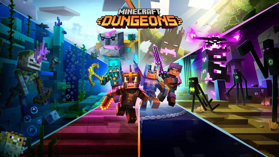 gameplay screen of Minecraft Dungeons